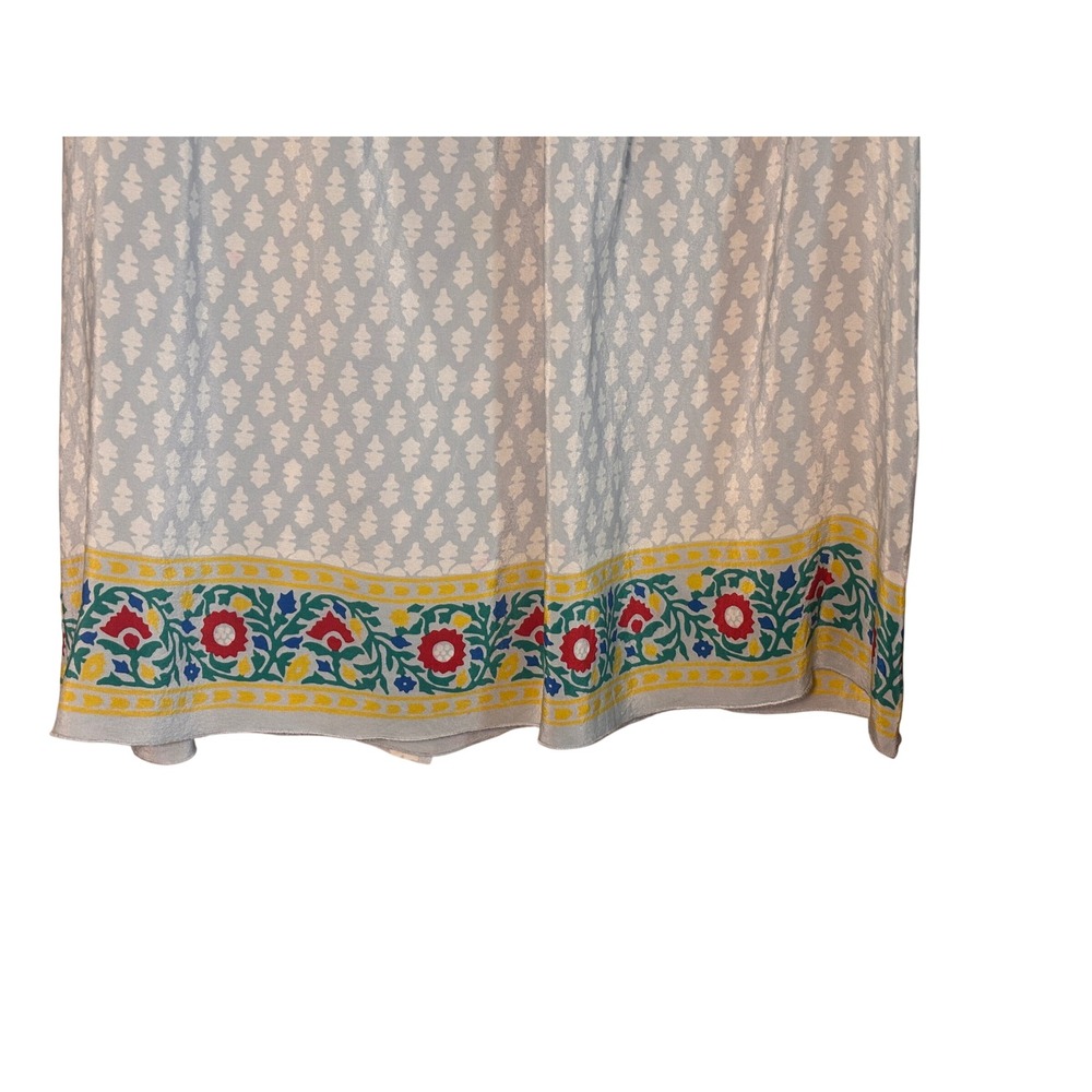 Anna Sui Anthropologie Womens Silk Blouse M Grey Floral Bow Back Boho Whimsical - Picture 4 of 9